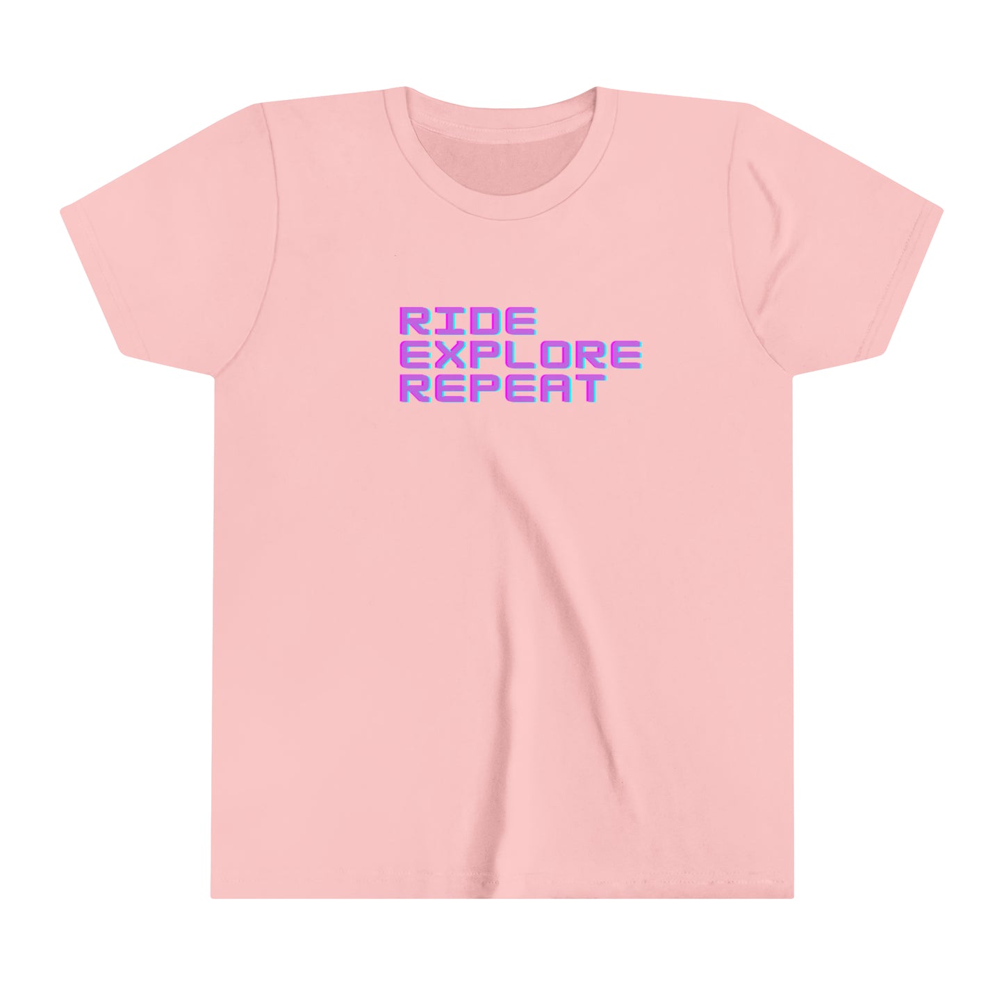 Ride Explore Repeat - Words Only - Youth Short Sleeve Tee