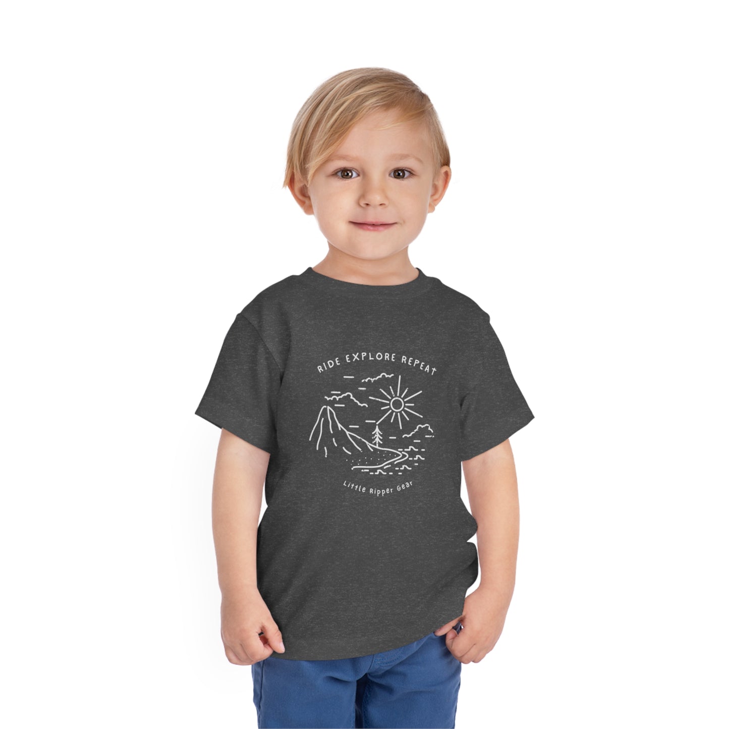 Ride Explore Repeat Mountain Scene - Toddler Short Sleeve Tee
