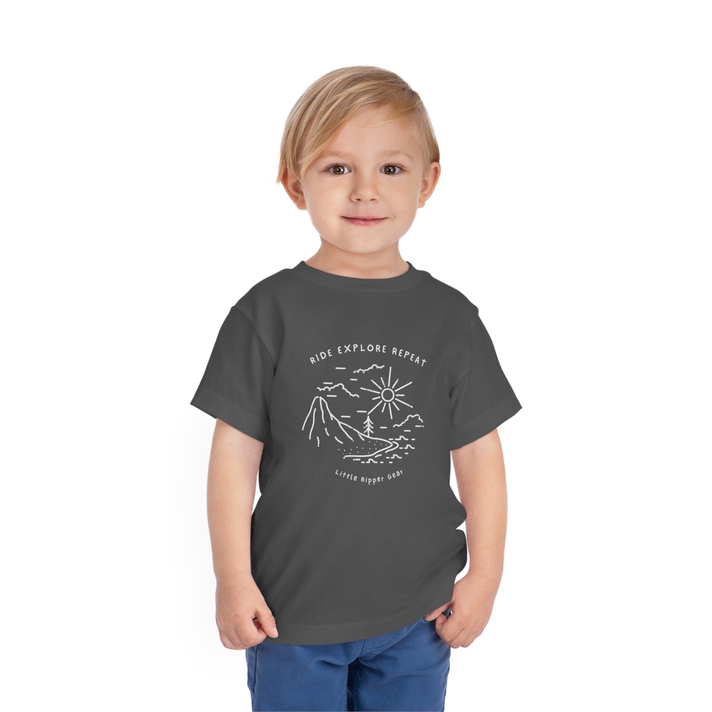 Ride Explore Repeat Mountain Scene - Toddler Short Sleeve Tee