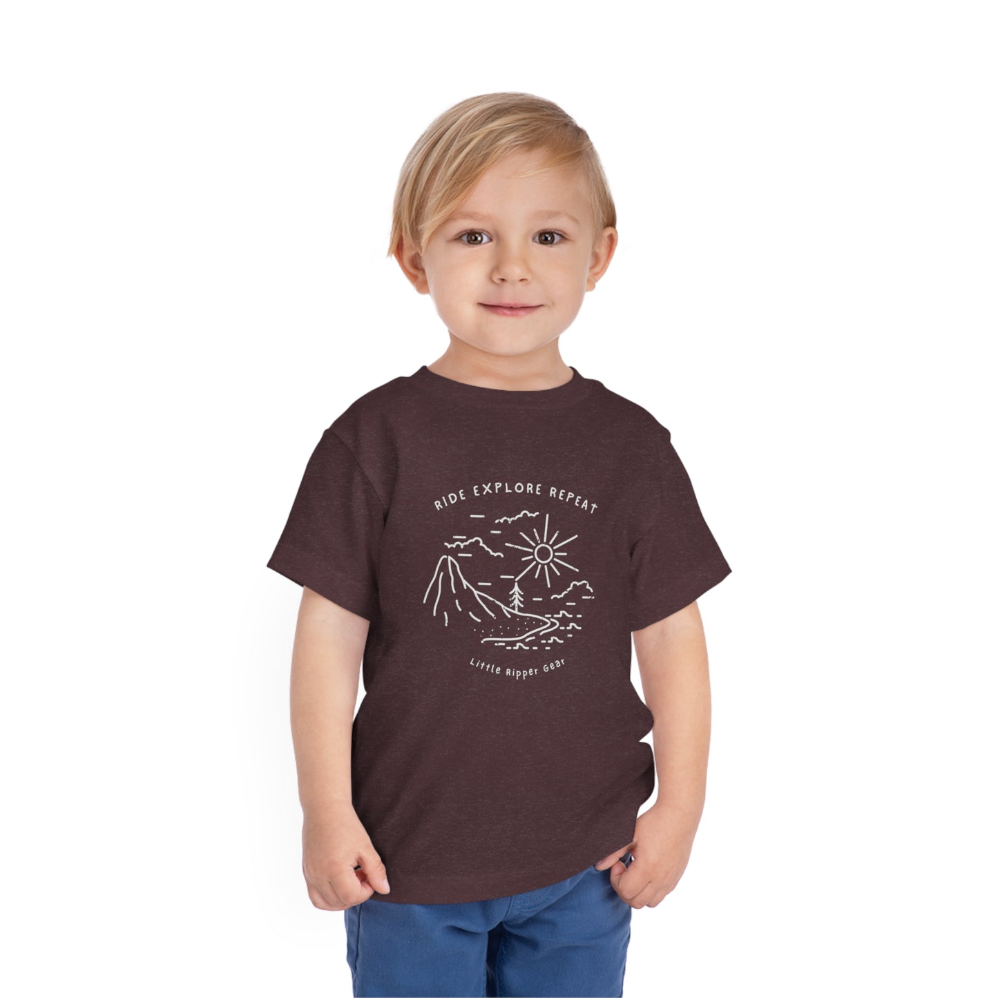 Ride Explore Repeat Mountain Scene - Toddler Short Sleeve Tee