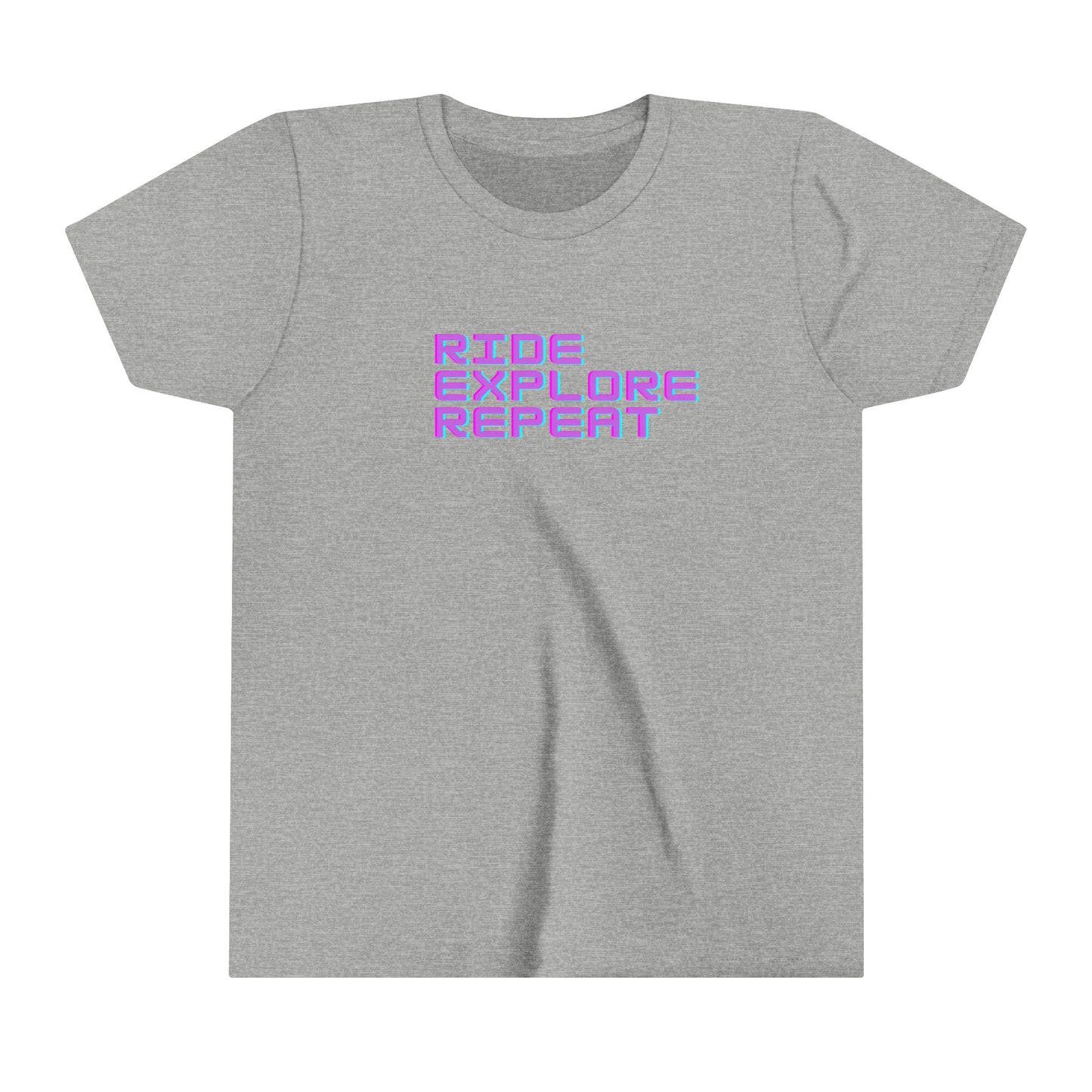 Ride Explore Repeat - Words Only - Youth Short Sleeve Tee