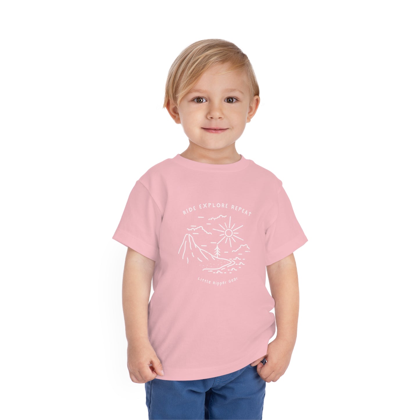 Ride Explore Repeat Mountain Scene - Toddler Short Sleeve Tee