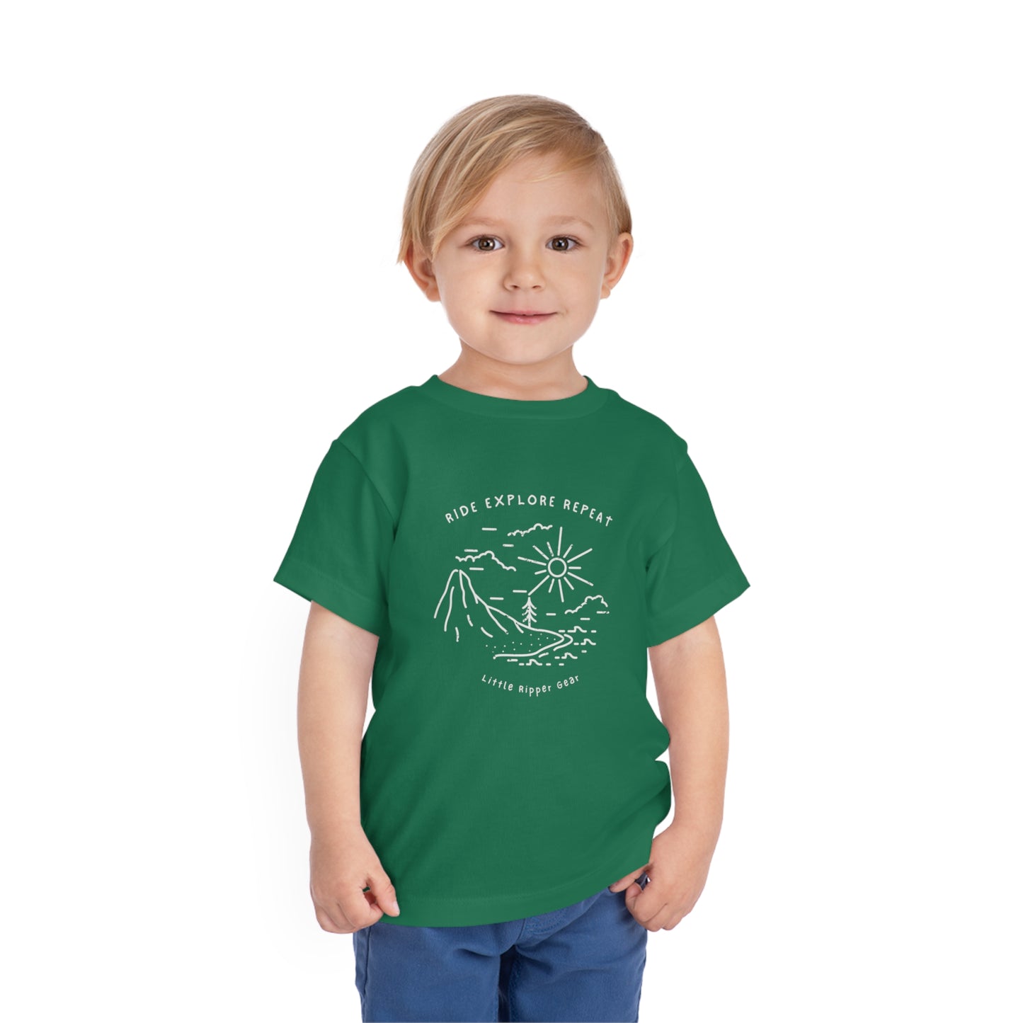 Ride Explore Repeat Mountain Scene - Toddler Short Sleeve Tee