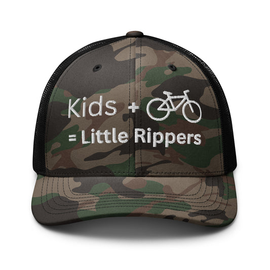 Kids + Bike = Little Rippers - Camouflage trucker hat