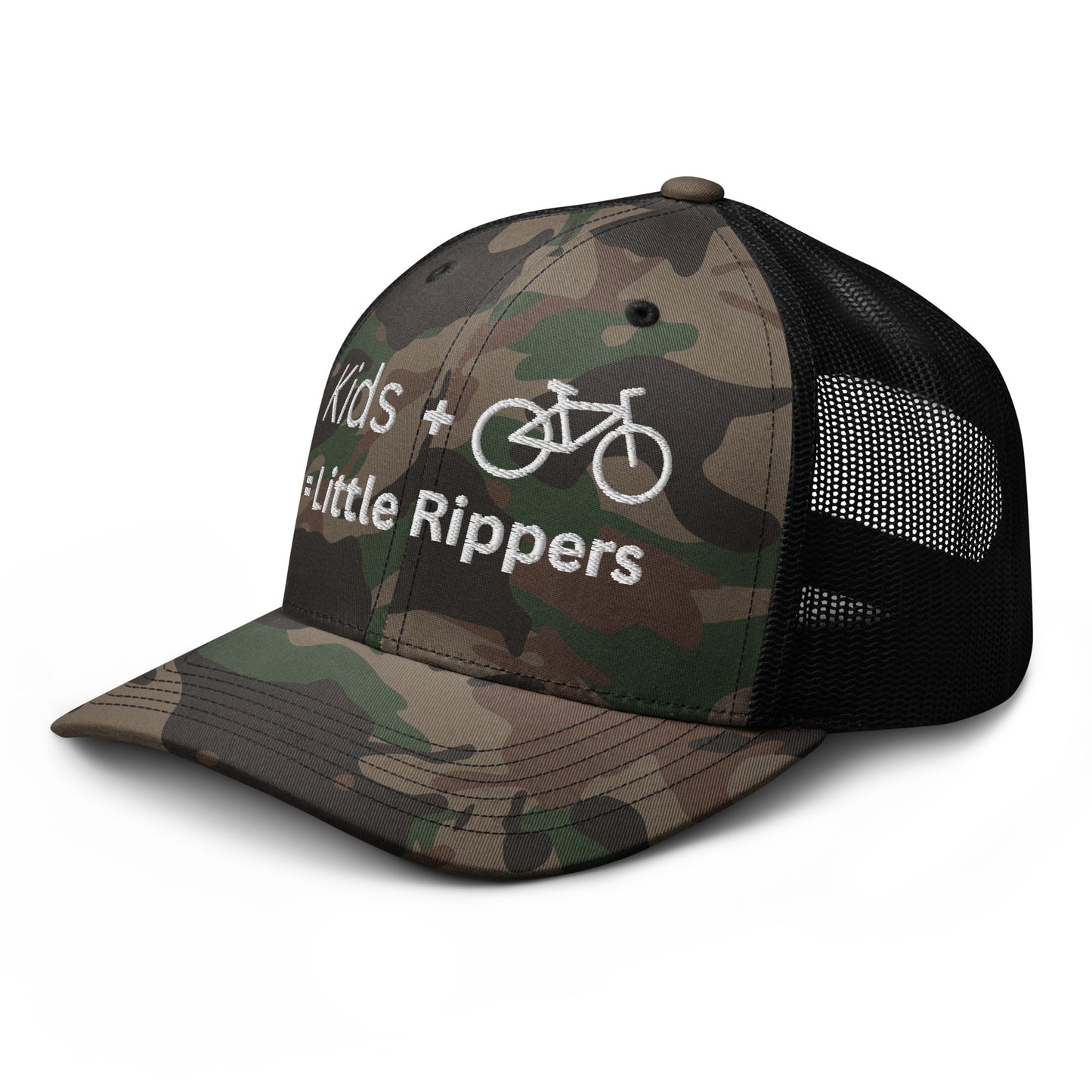 Kids + Bike = Little Rippers - Camouflage trucker hat