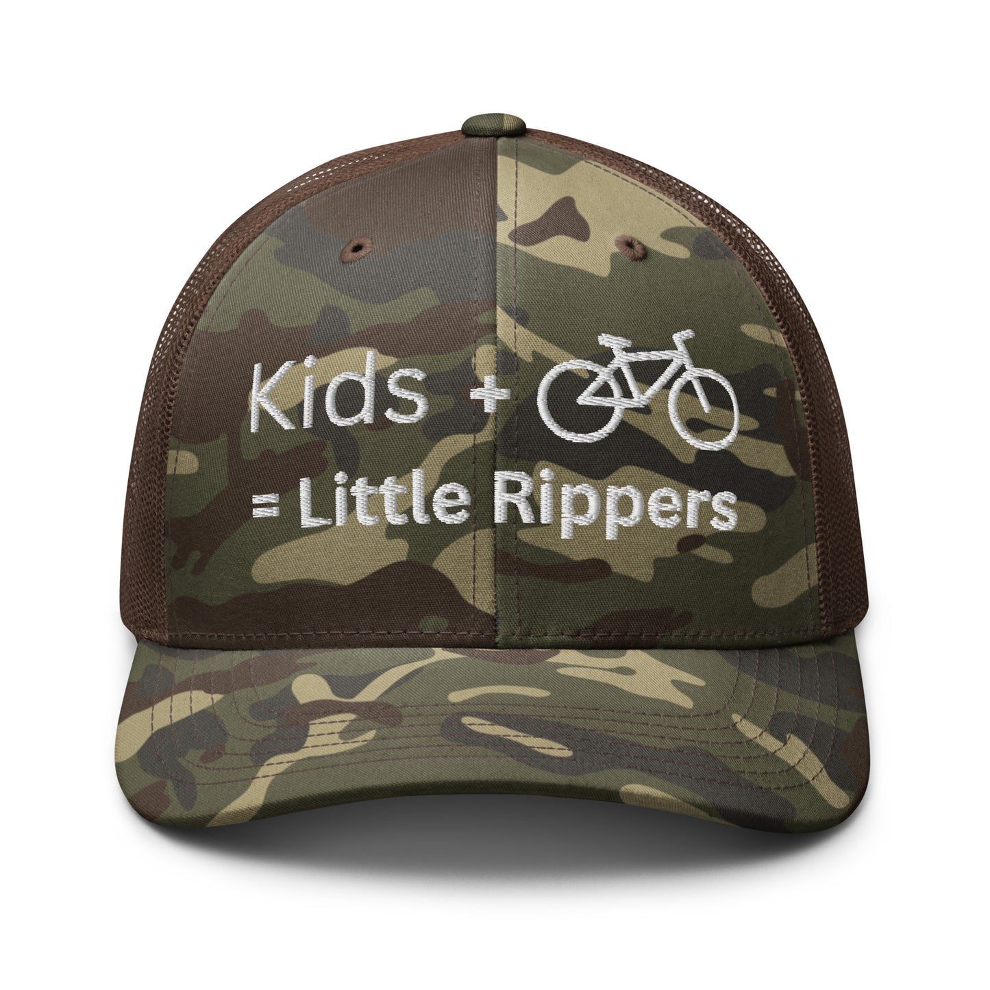 Kids + Bike = Little Rippers - Camouflage trucker hat