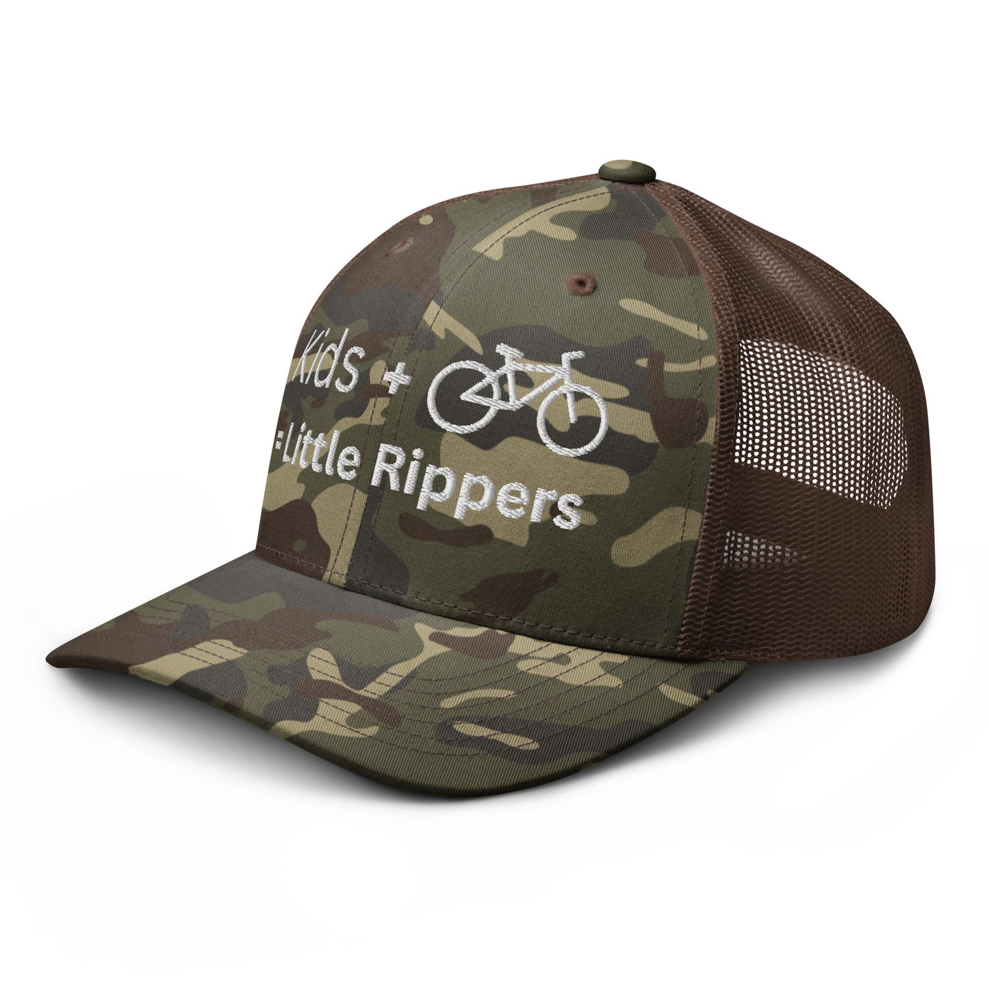 Kids + Bike = Little Rippers - Camouflage trucker hat