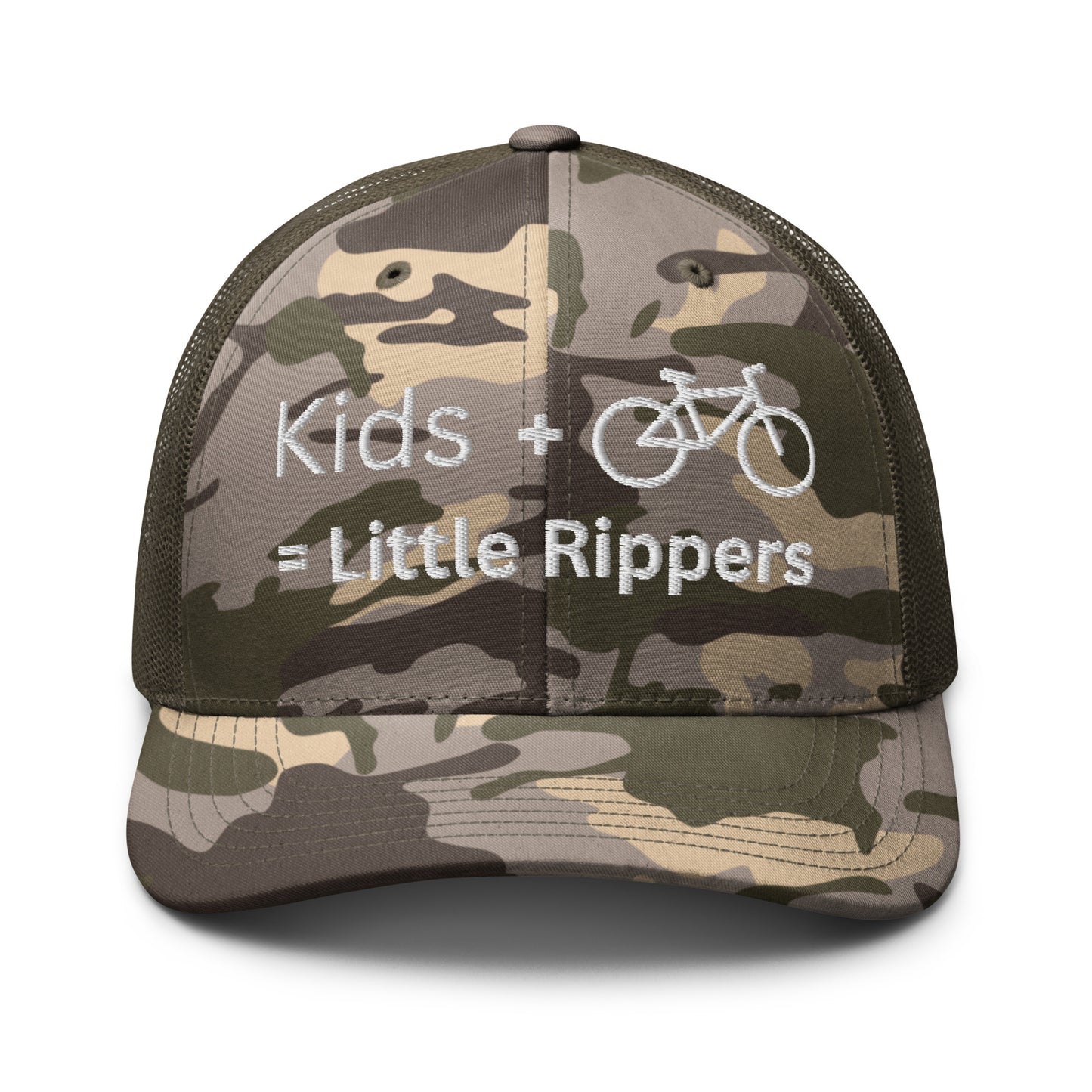 Kids + Bike = Little Rippers - Camouflage trucker hat