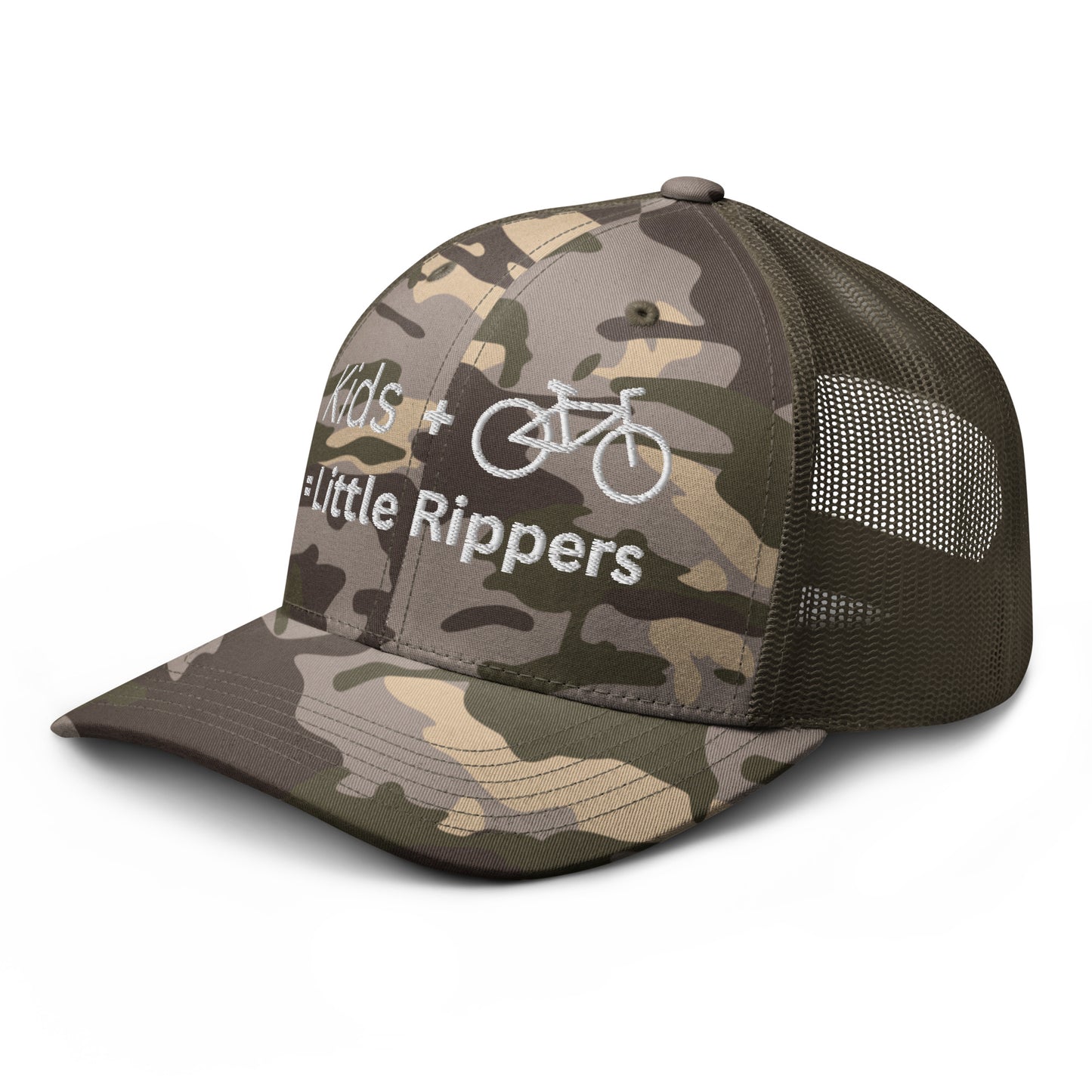 Kids + Bike = Little Rippers - Camouflage trucker hat