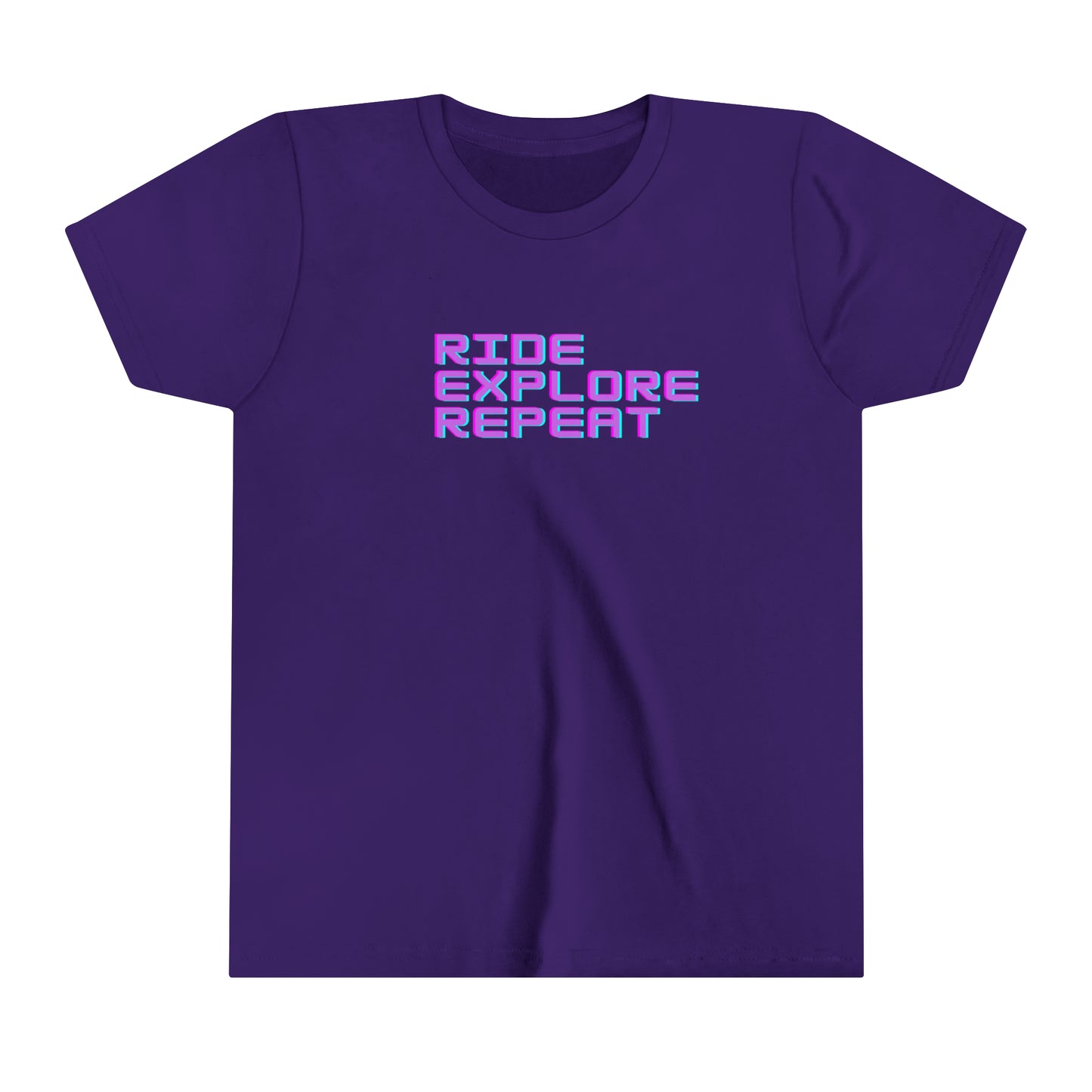 Ride Explore Repeat - Words Only - Youth Short Sleeve Tee