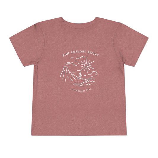 Ride Explore Repeat Mountain Scene - Toddler Short Sleeve Tee