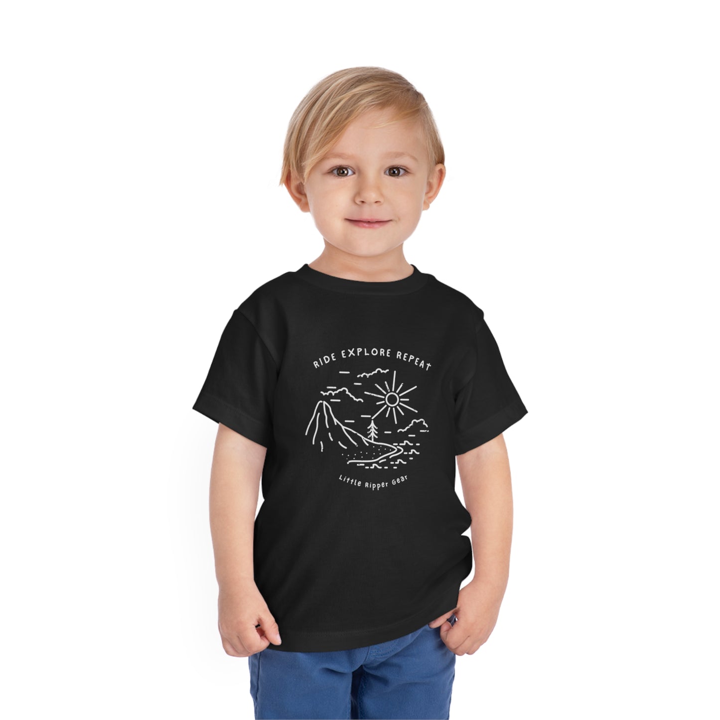 Ride Explore Repeat Mountain Scene - Toddler Short Sleeve Tee